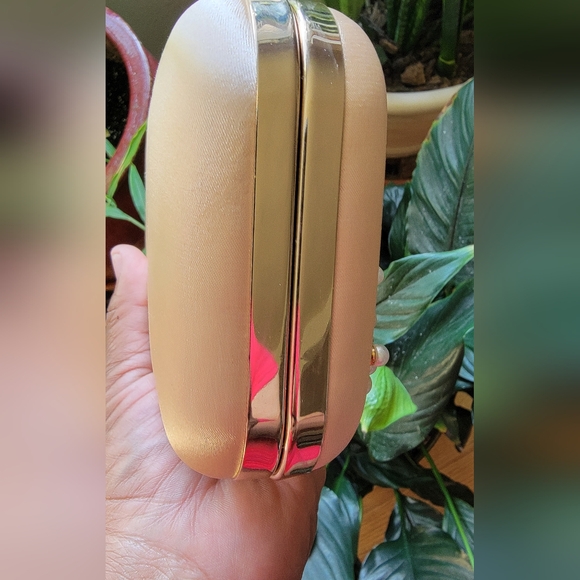 Floral Kisslock Embellished Golden Apricot Clutch/ Crossbody. NWOT. - Picture 4 of 9